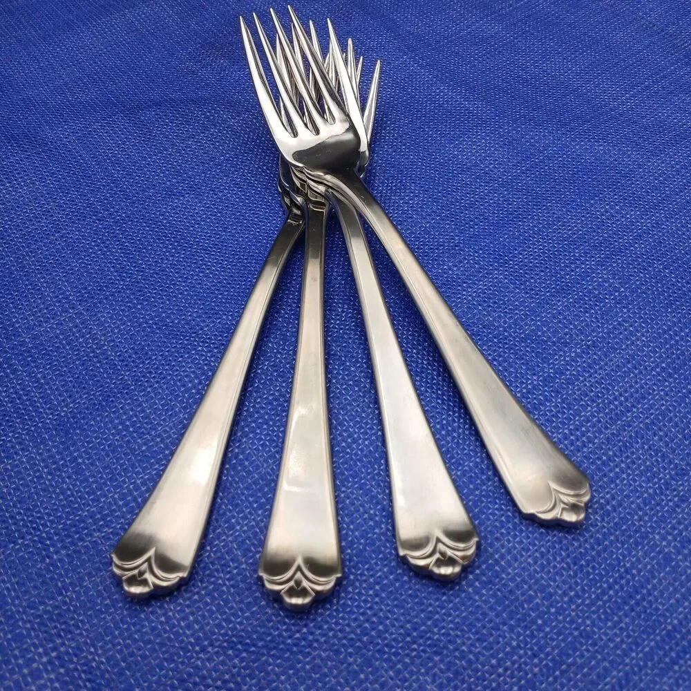 Wallace Lotus 18/8 Stainless Steel Set 4 SALAD Fork Flatware KOREA